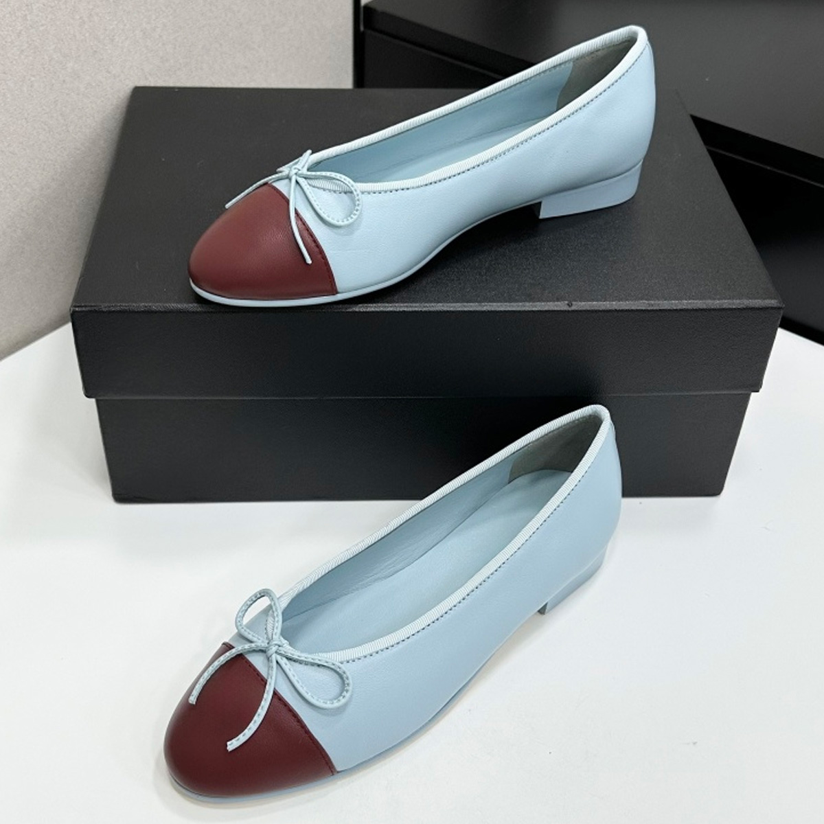 Home Office Size - 2026 Women's Two-Tone Cap-Toe Ballet Flats,