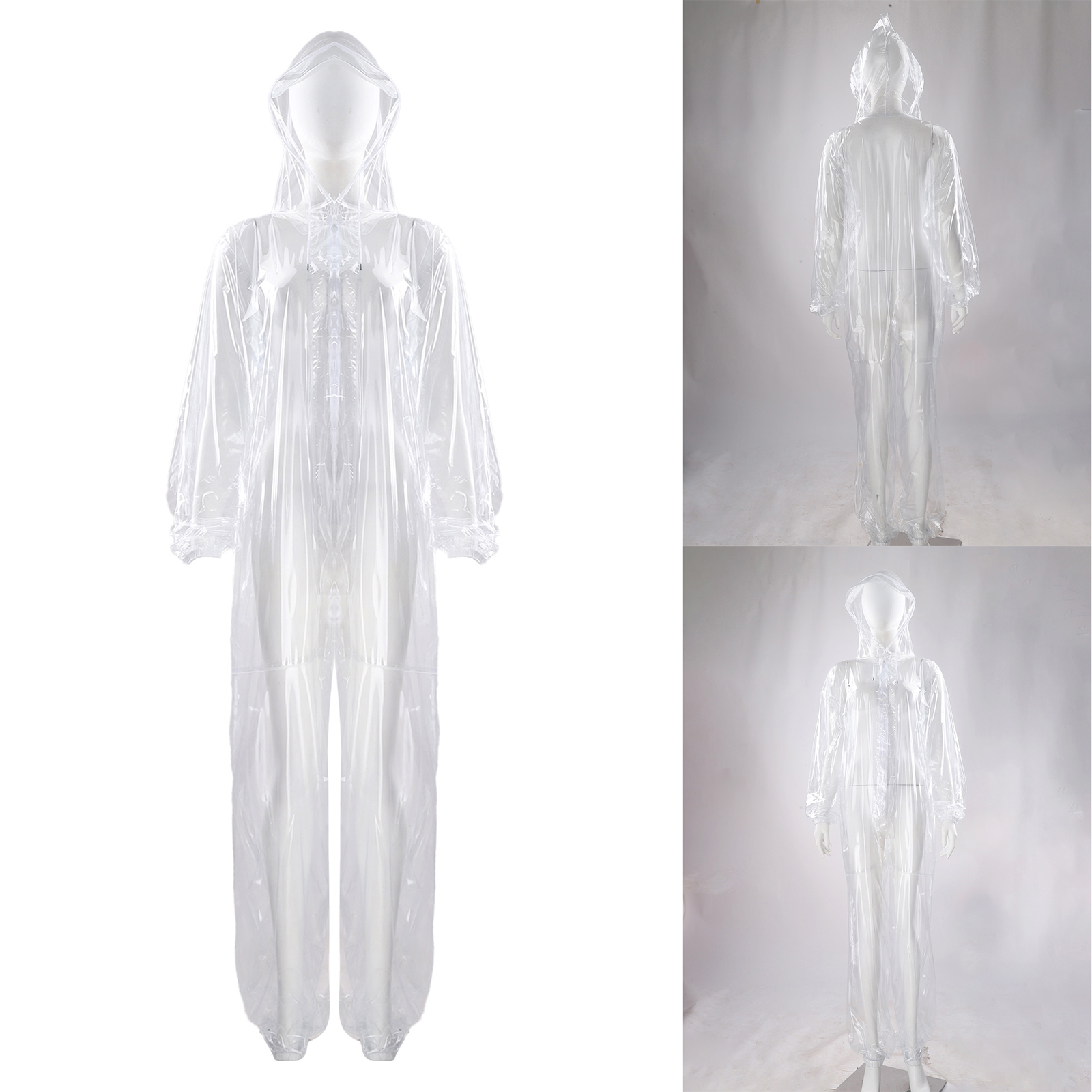 Home Office Size - Adults Transparent Full-body Hooded Raincoat Portable