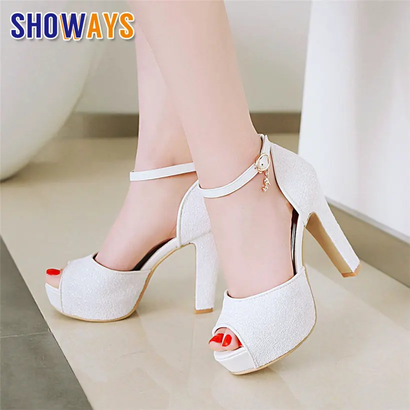 Home Office Size - White Wedding Party Women Platform Sandals