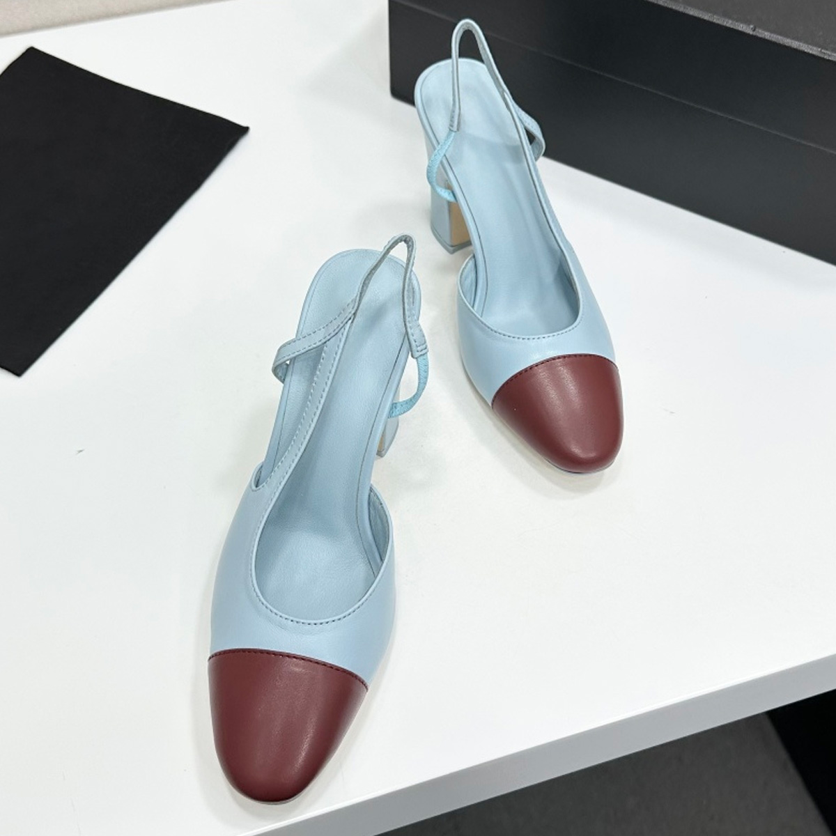 Home Office Size - 2026 Women's Two-Tone Slingback Block Heel