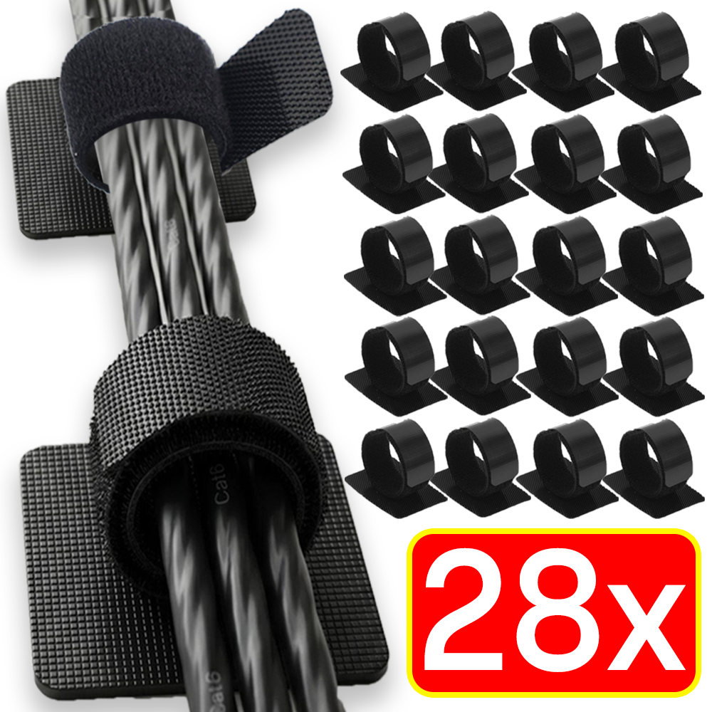 Cable Management Box - 4-28Sets Self-Adhesive Ties Reusable Cable Organizer