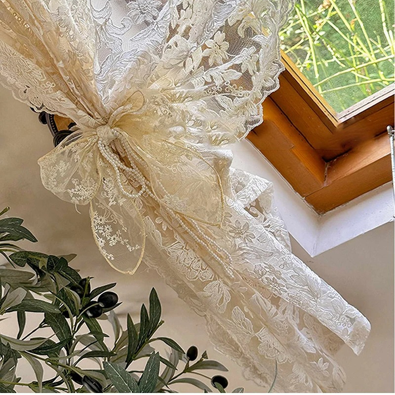 Home Office Romance - 3D Flower Lace Curtains for Bedroom