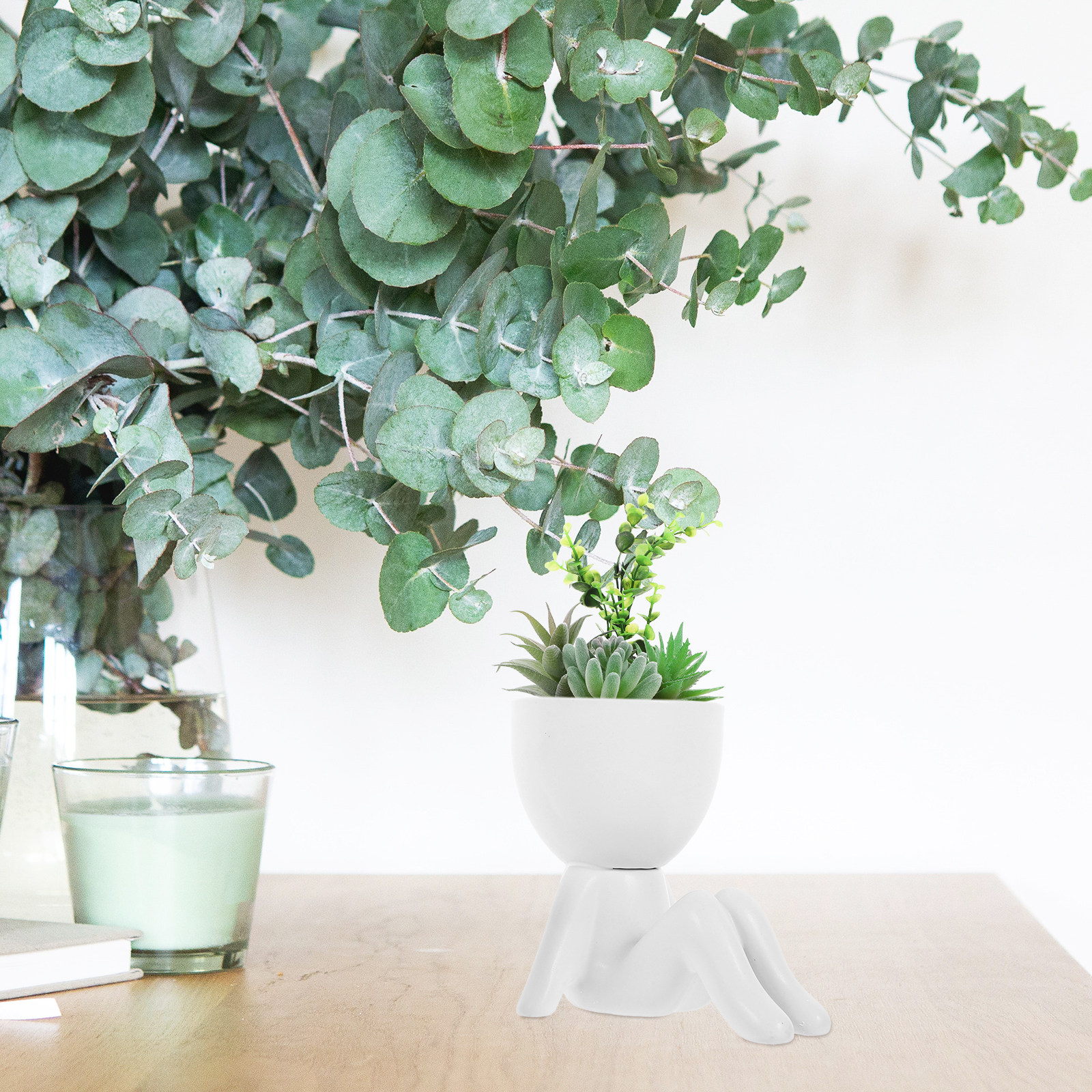 Home Office Interior Design - 2Pcs Artistic Ceramic Plant Pots Human