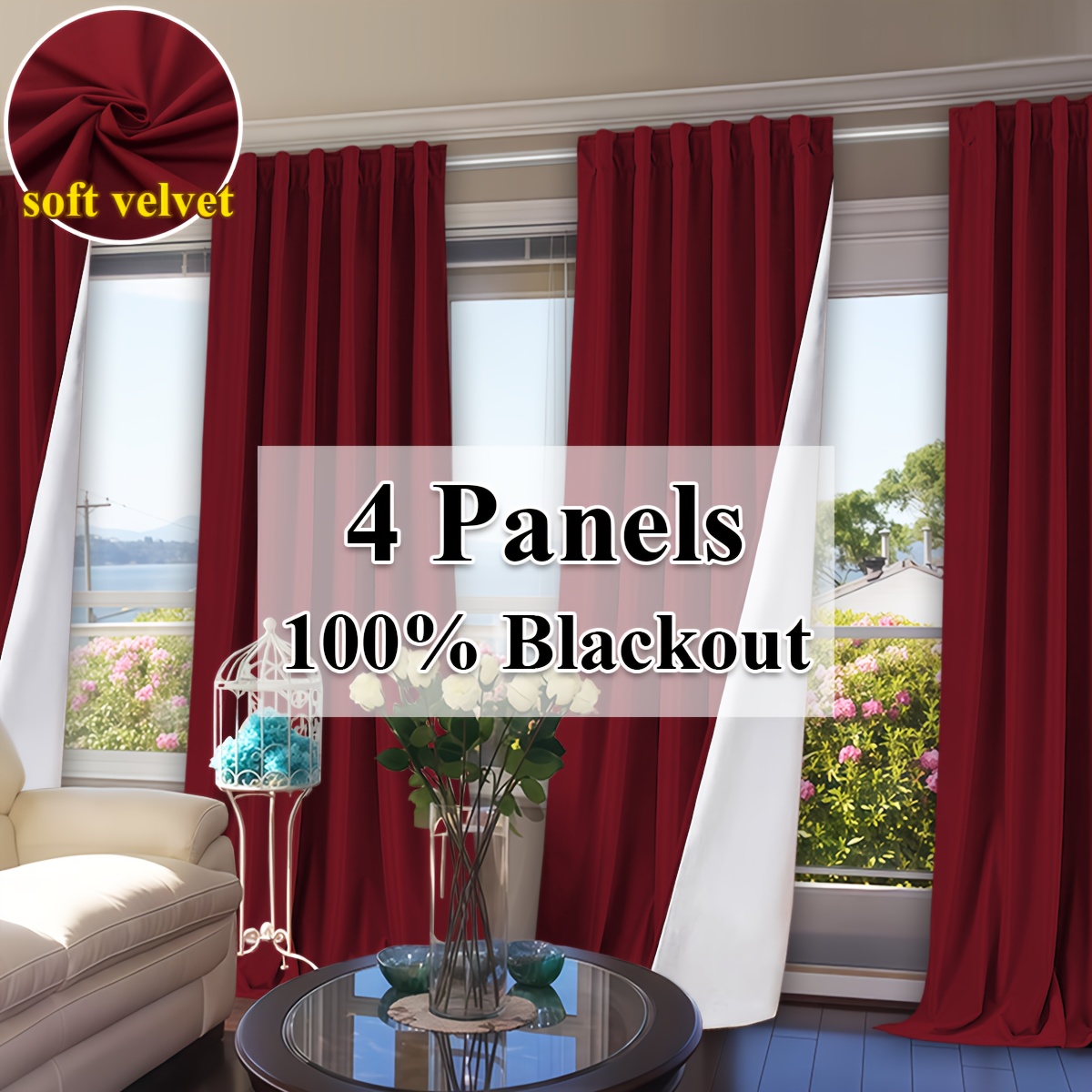 Home Office Romance - 4 Panels Full Blackout Indoor Decor
