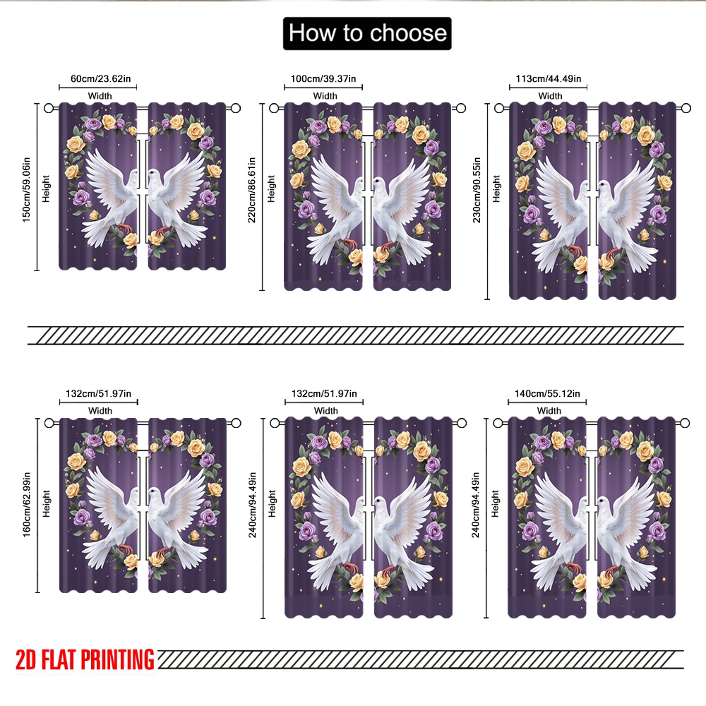 2pcs 2D flat printing Curtain  - Home Office Romance ulasan dan harga