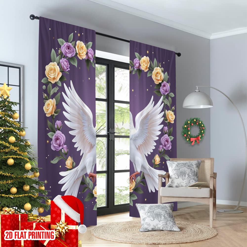 2pcs 2D flat printing Curtain  - Home Office Romance ulasan dan harga