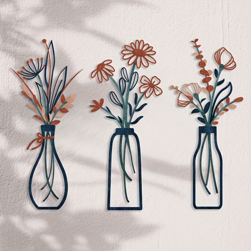 3 Large Floral Wall Art Sculpt - Home Office Interior Design ulasan dan harga