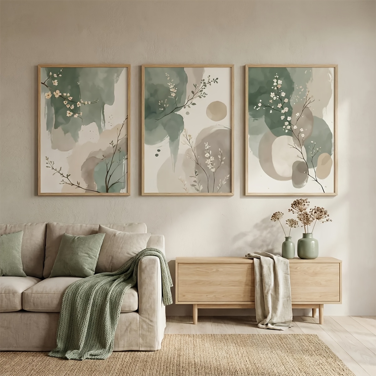 3pcs Japanese-Style Plant Canv - Home Office Youtube ulasan dan harga