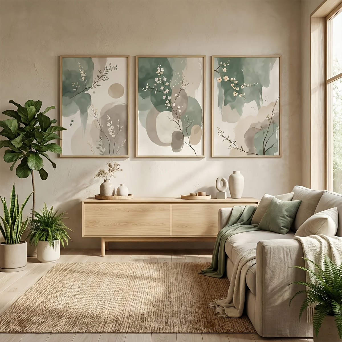 3pcs Japanese-Style Plant Canv - Home Office Youtube ulasan dan harga