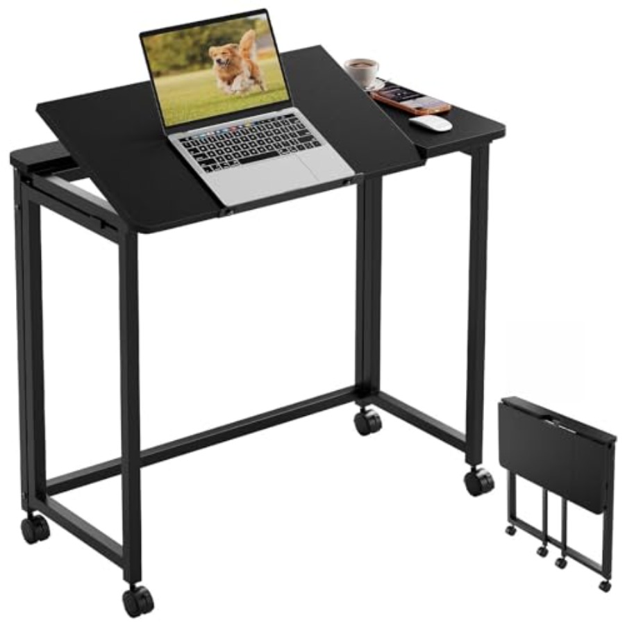 Folding Desk with Wheels 31.5  - Office Table Home ulasan dan harga