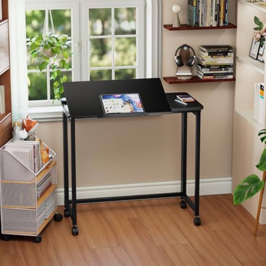 Folding Desk with Wheels 31.5  - Office Table Home ulasan dan harga