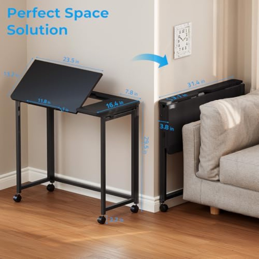 Folding Desk with Wheels 31.5  - Office Table Home ulasan dan harga