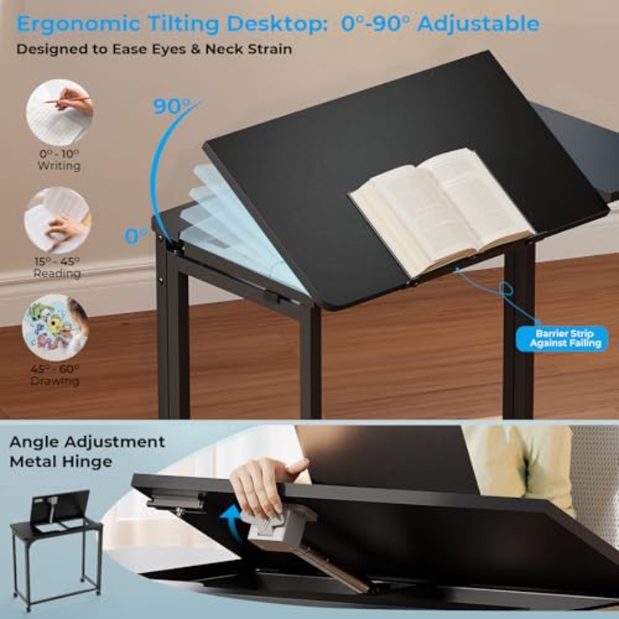 Folding Desk with Wheels 31.5  - Office Table Home ulasan dan harga