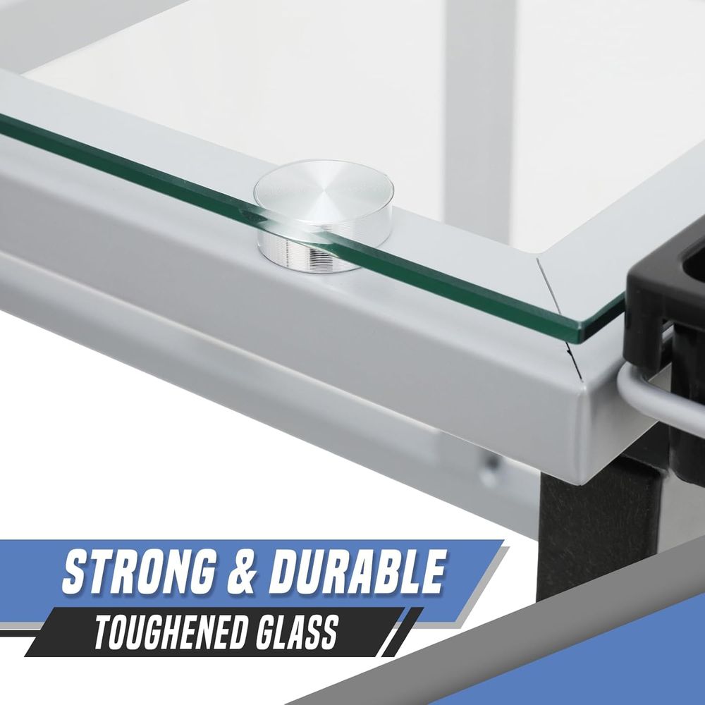 Adjustable Glass Top Dining Ta - Office Table Home ulasan dan harga