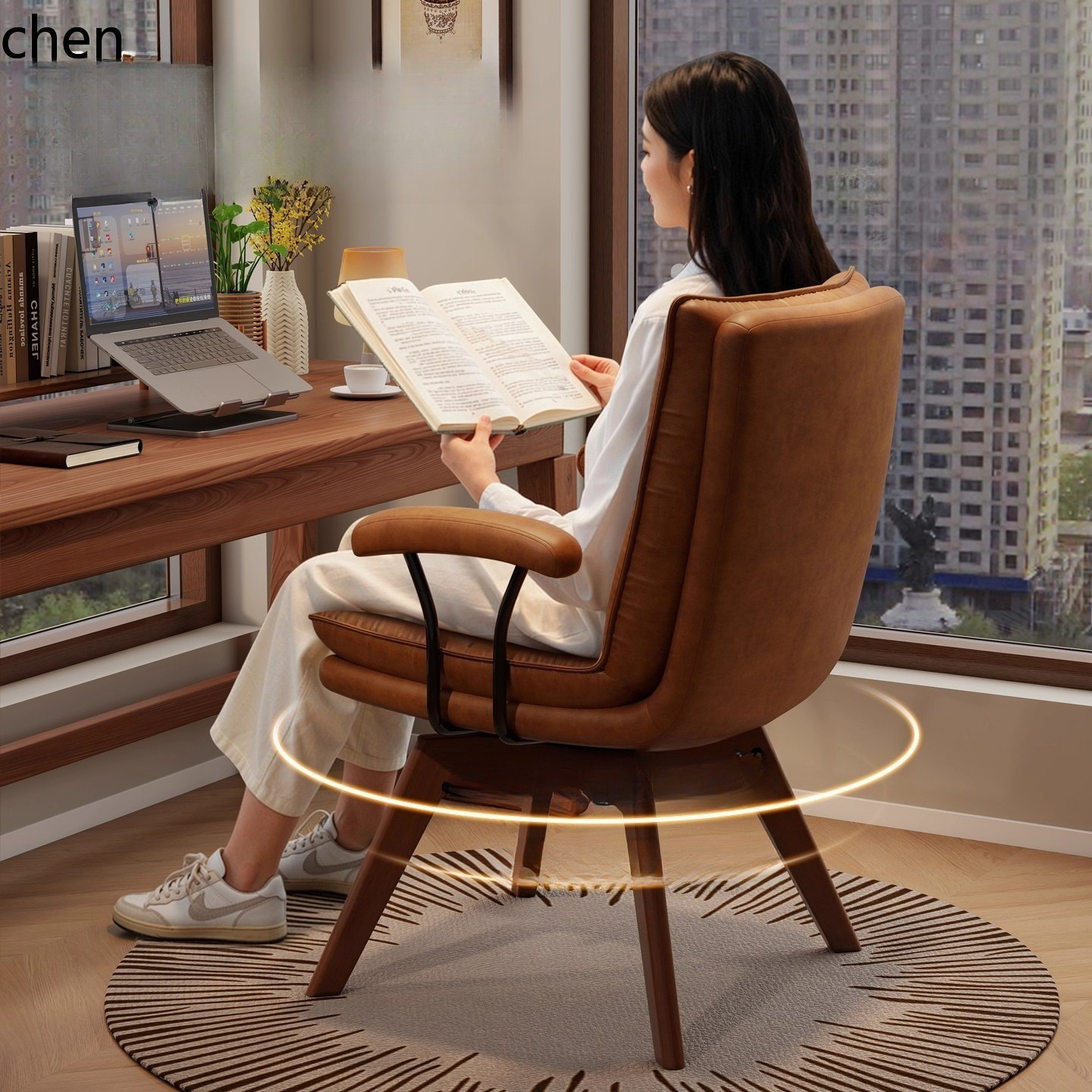 CZ Home Solid Wood Swivel Desk - Home Office Login ulasan dan harga