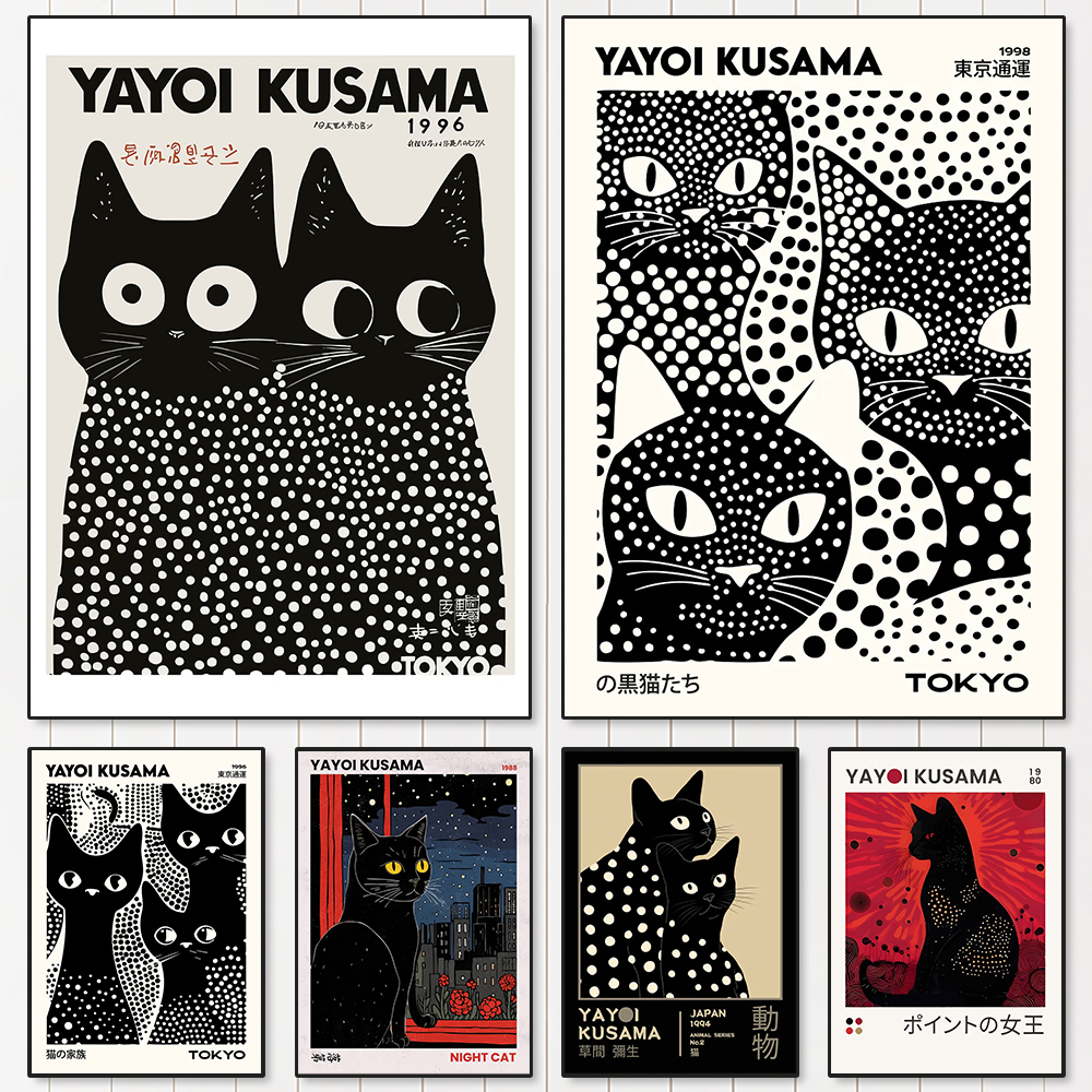 Yayoi Kusama Black Cats Series - Home Office Youtube ulasan dan harga