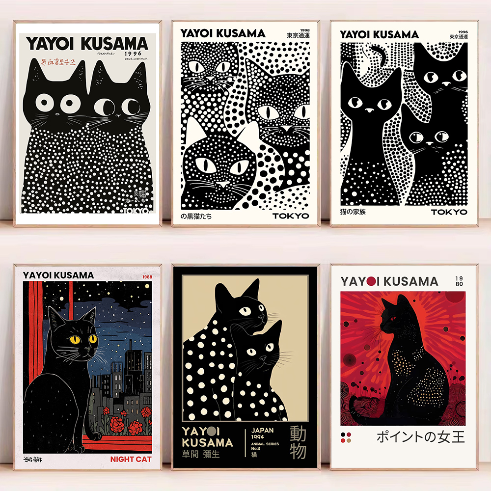 Yayoi Kusama Black Cats Series - Home Office Youtube ulasan dan harga