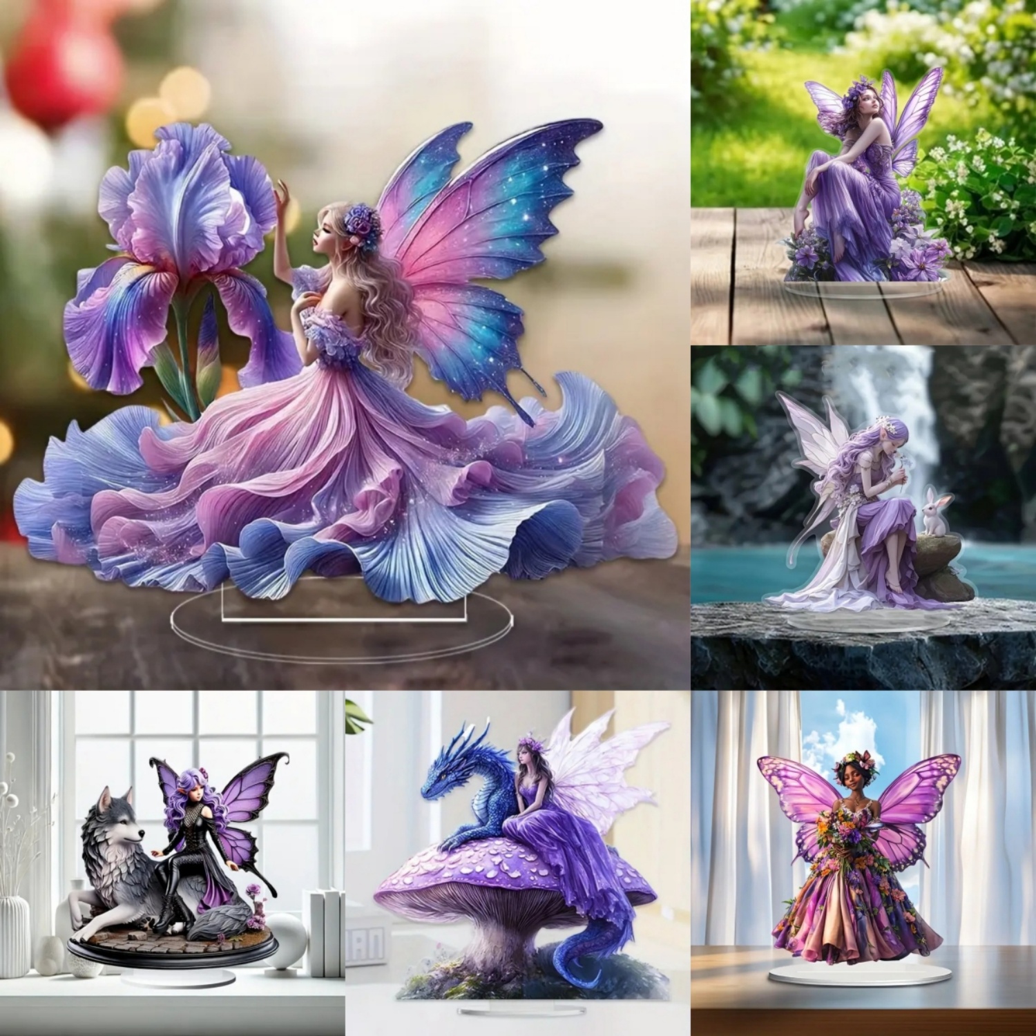 Fairy Statue,2D Flat Acrylic P - Office Table Home ulasan dan harga