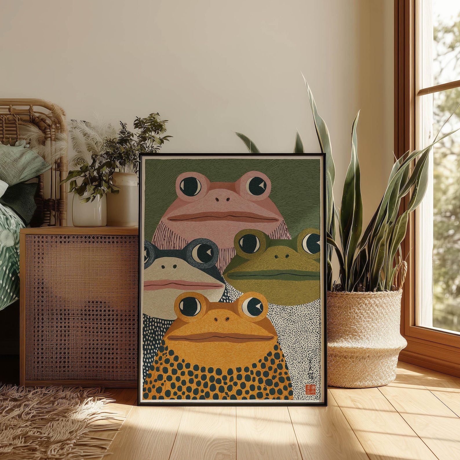 Modern Japanese Frog Art Print - Home Office Youtube ulasan dan harga