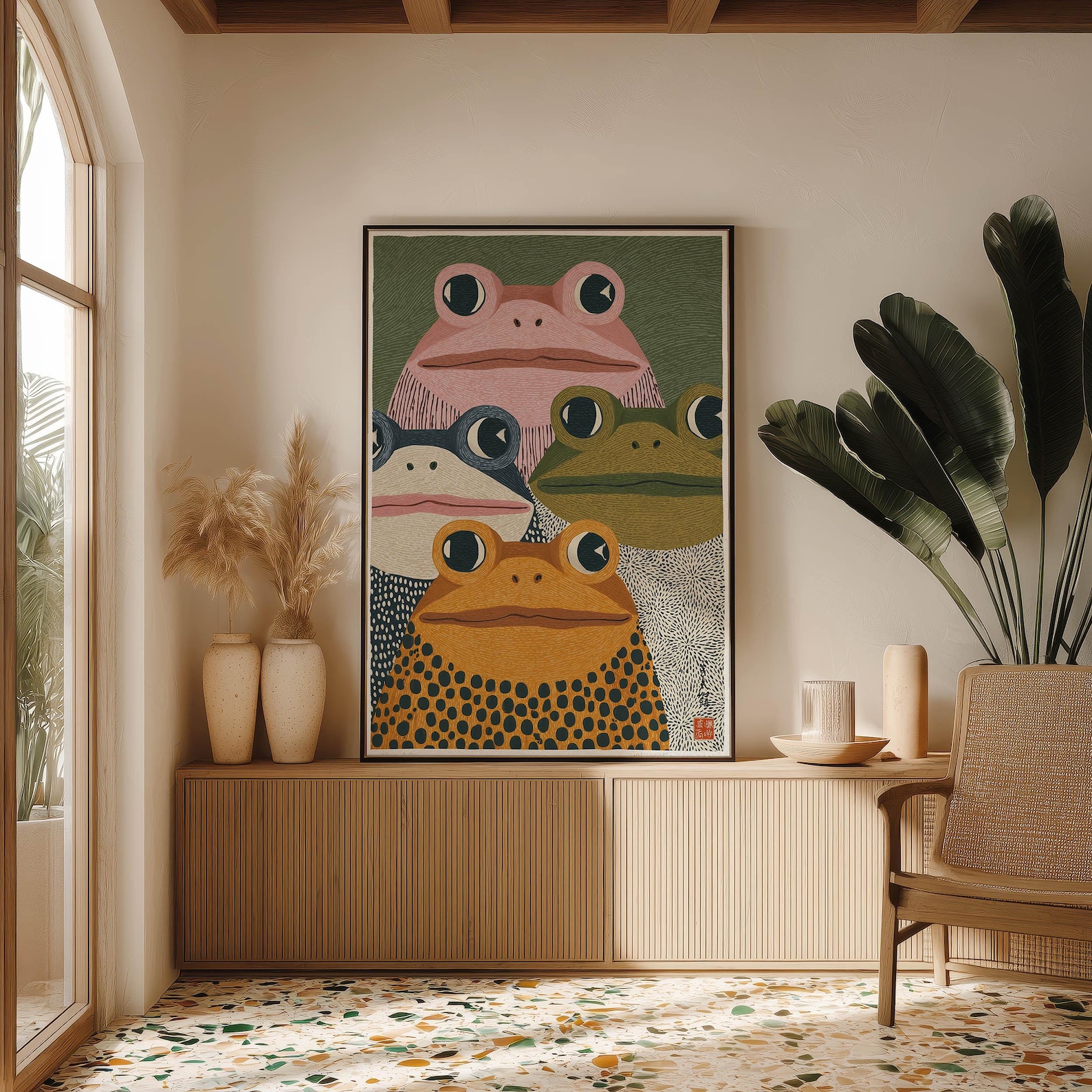 Modern Japanese Frog Art Print - Home Office Youtube ulasan dan harga