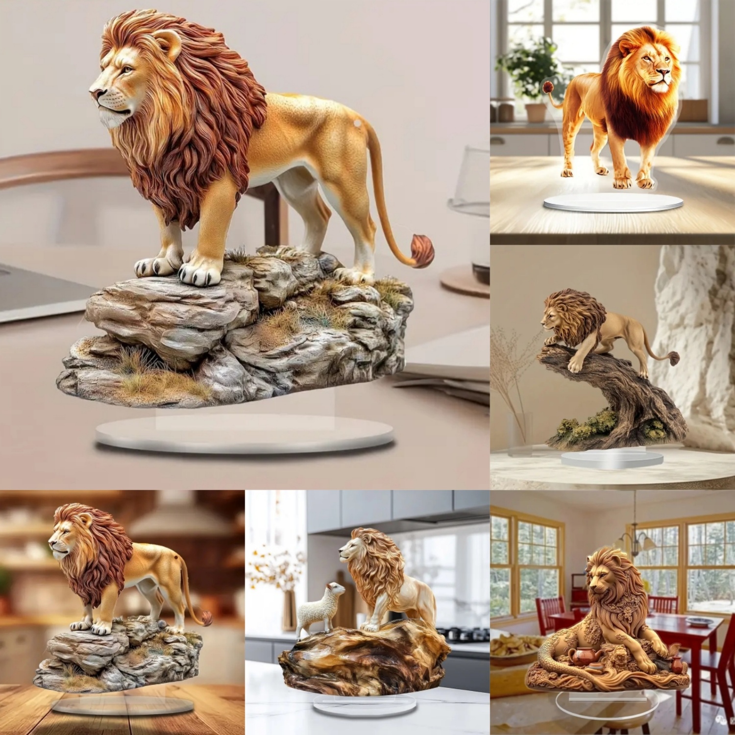 Male Lion Statue,2D Flat Anima - Office Table Home ulasan dan harga