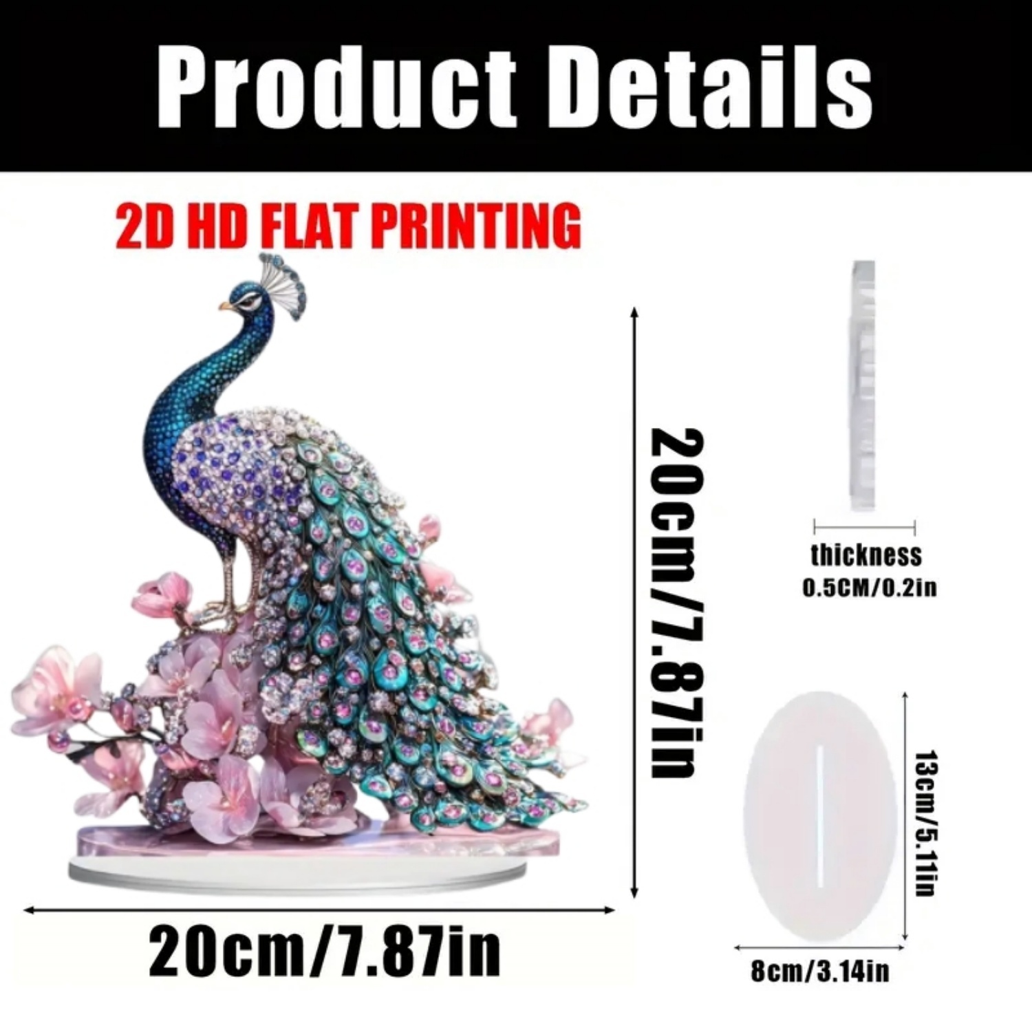 2D Flat Acrylic Pretty Peacock - Office Table Home ulasan dan harga