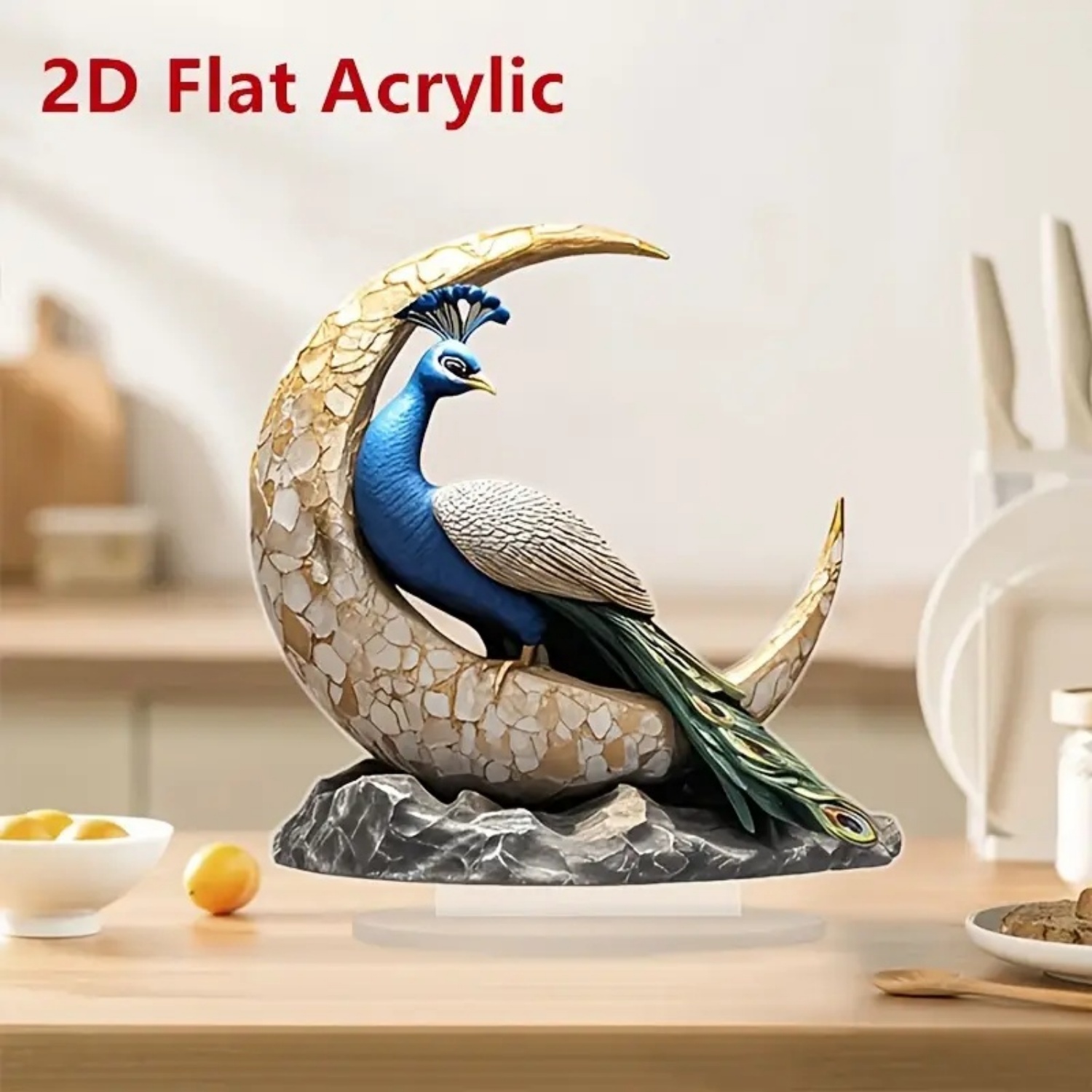 2D Flat Acrylic Pretty Peacock - Office Table Home ulasan dan harga