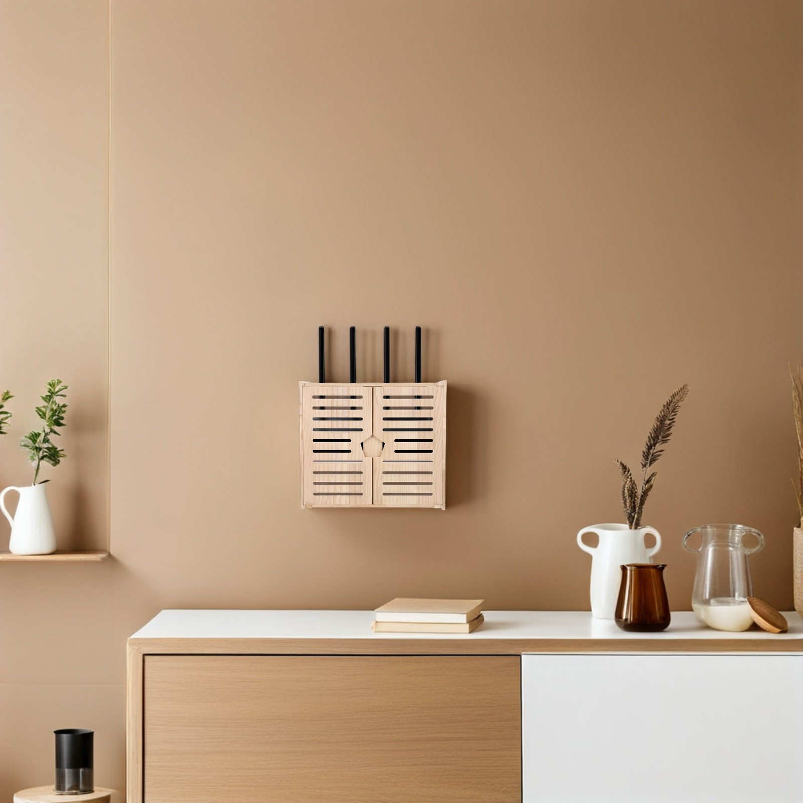 Wooden WiFi Router Storage Box - Cable Management Box ulasan dan harga