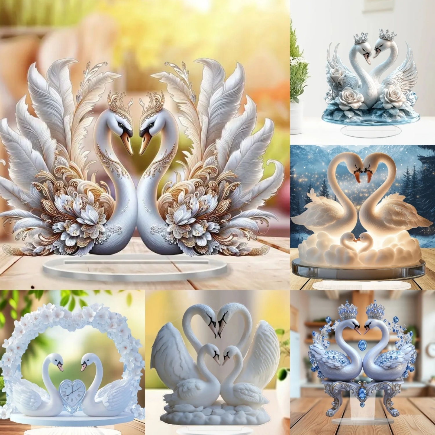 2D Flat Acrylic The Bonny Swan - Office Table Home ulasan dan harga