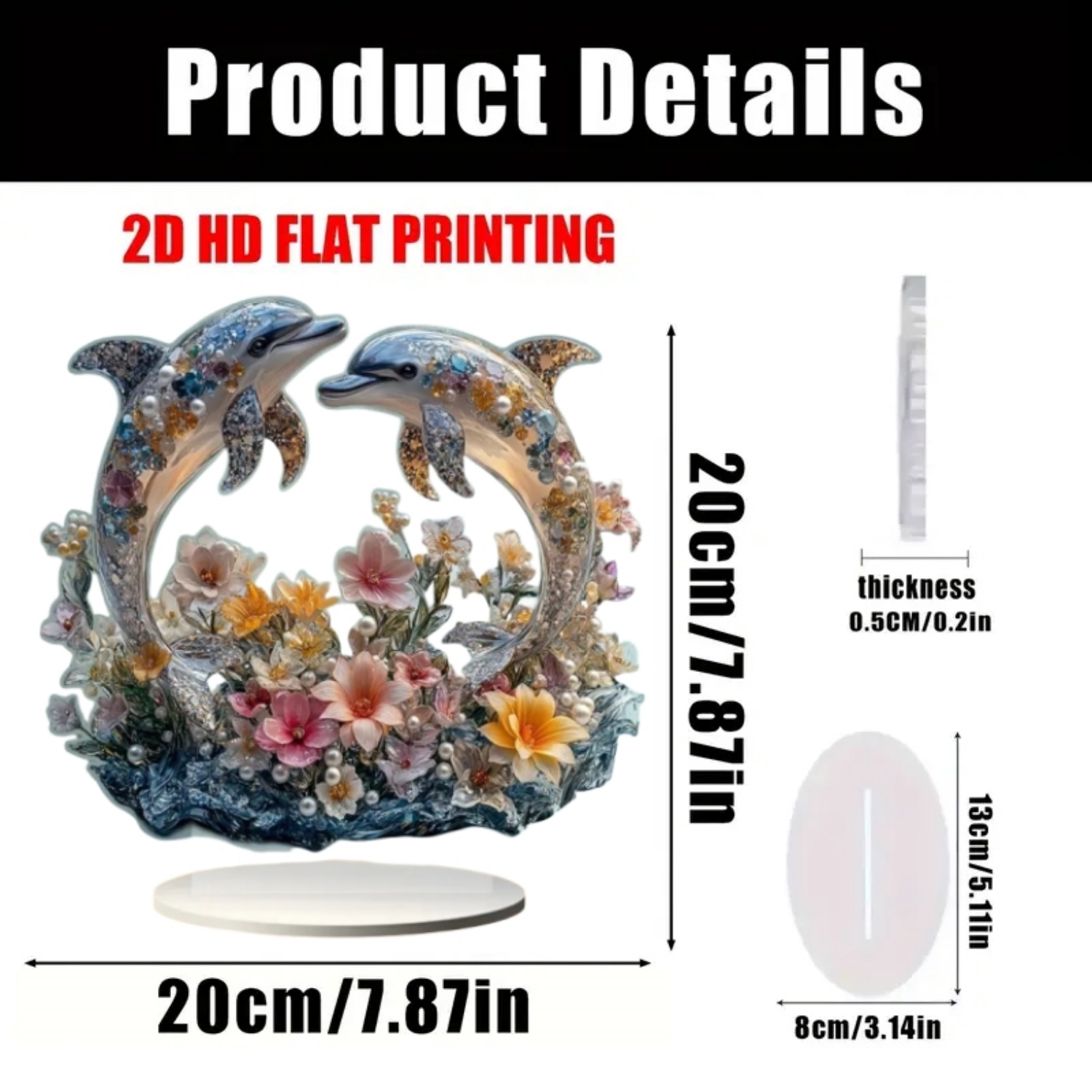 2D Flat Acrylic Dolphins & Pea - Office Table Home ulasan dan harga
