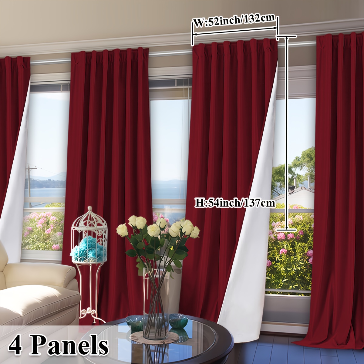 4 Panels Full Blackout Indoor  - Home Office Romance ulasan dan harga