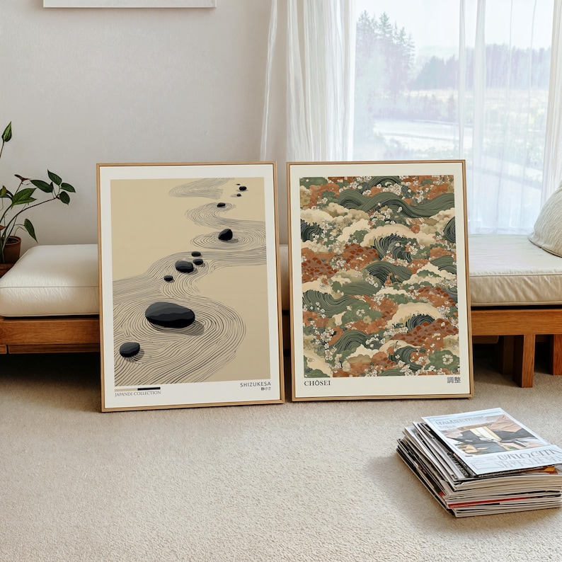 2pcs Japandi Zen Canvas Wall A - Home Office Youtube ulasan dan harga