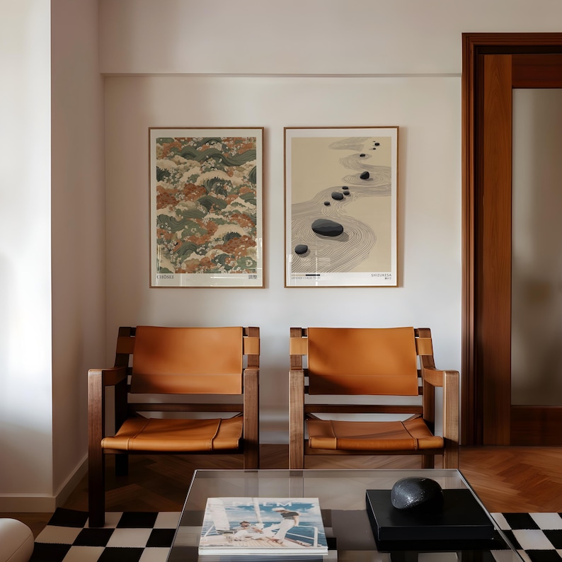 2pcs Japandi Zen Canvas Wall A - Home Office Youtube ulasan dan harga