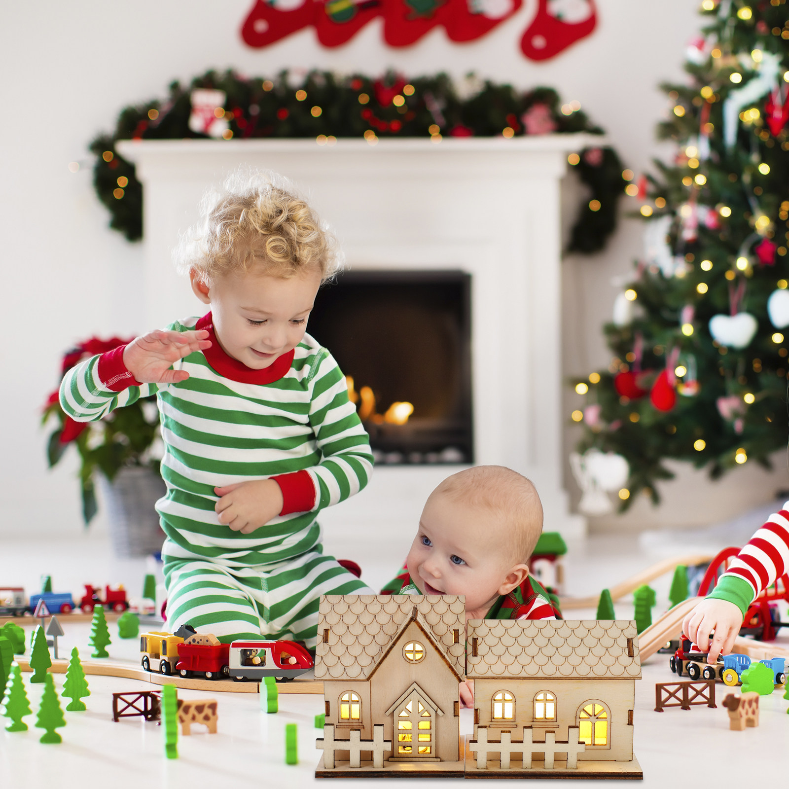 2Pcs Glowing Christmas Wood Ho - Home Office Login ulasan dan harga