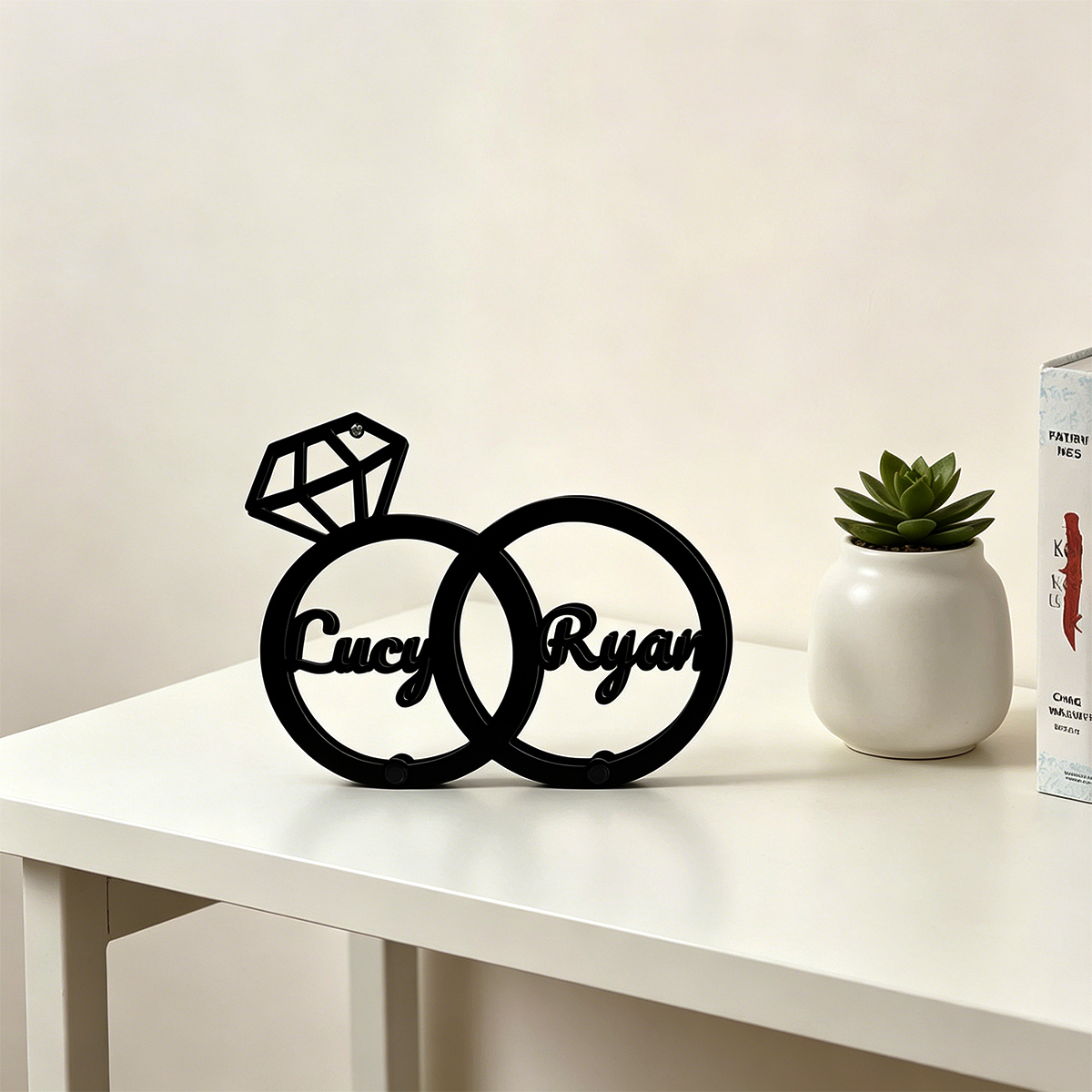 1Pc Csutom Name 3D Crown Ring  - Office Table Home ulasan dan harga