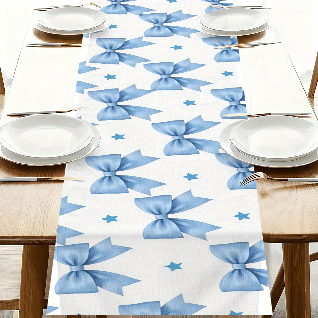 1pc Blue Bow Table Runner Fest - Home Office News ulasan dan harga