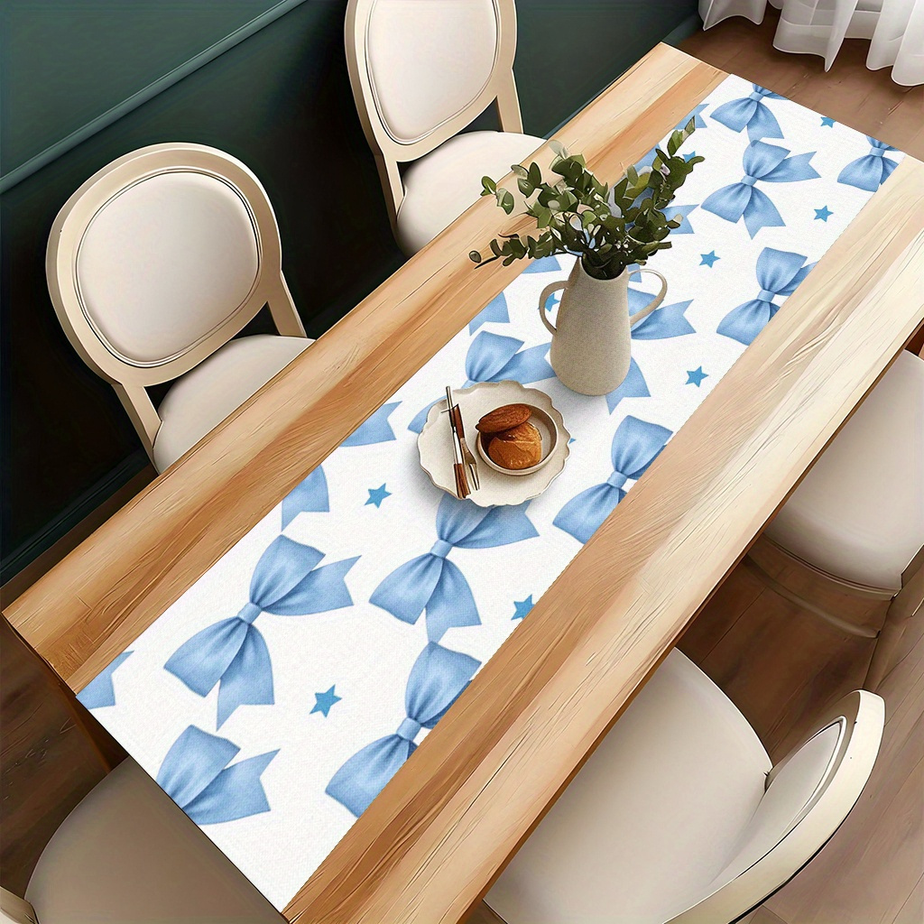 1pc Blue Bow Table Runner Fest - Home Office News ulasan dan harga