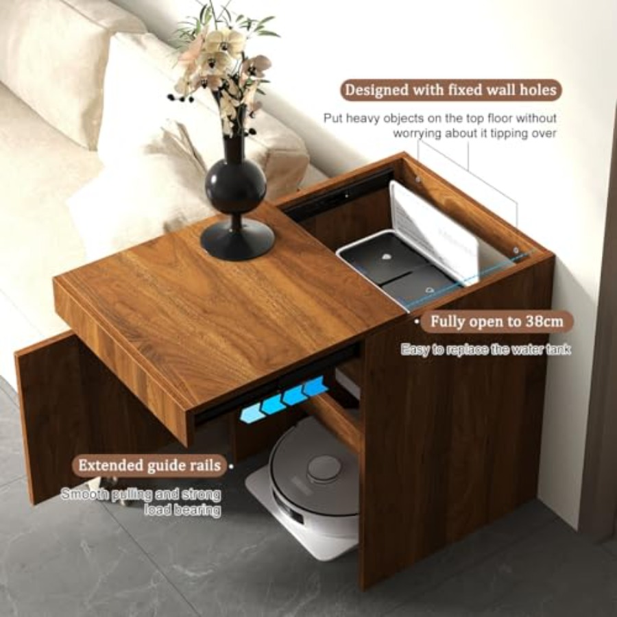 Robot Vacuum Stand Cabinet wit - Office Table Home ulasan dan harga
