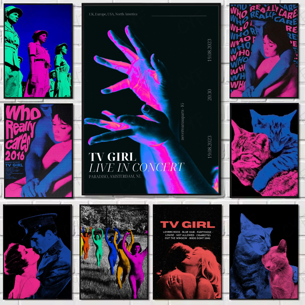 Pink Blue TV Girl Art Poster H - Home Office And Tv Room Ideas ulasan dan harga