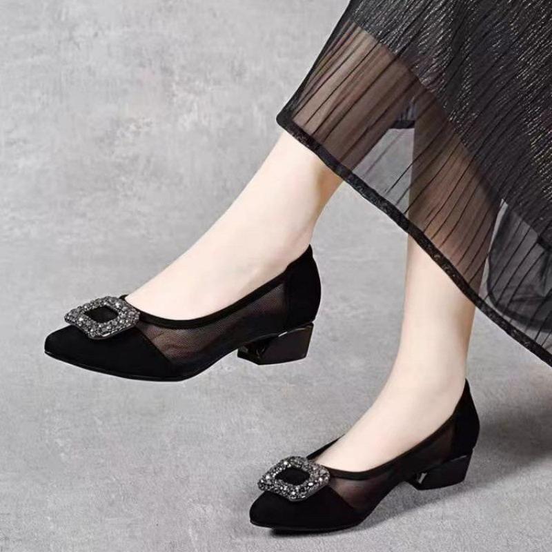 Elegant Pointed Toe Mesh Block - Home Office Size ulasan dan harga