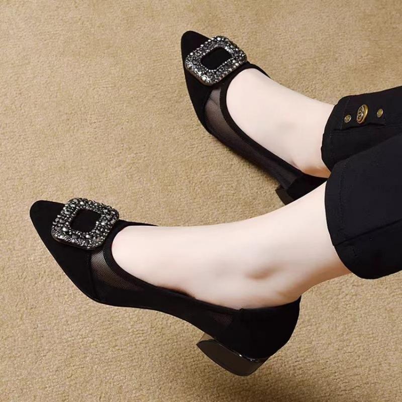 Elegant Pointed Toe Mesh Block - Home Office Size ulasan dan harga